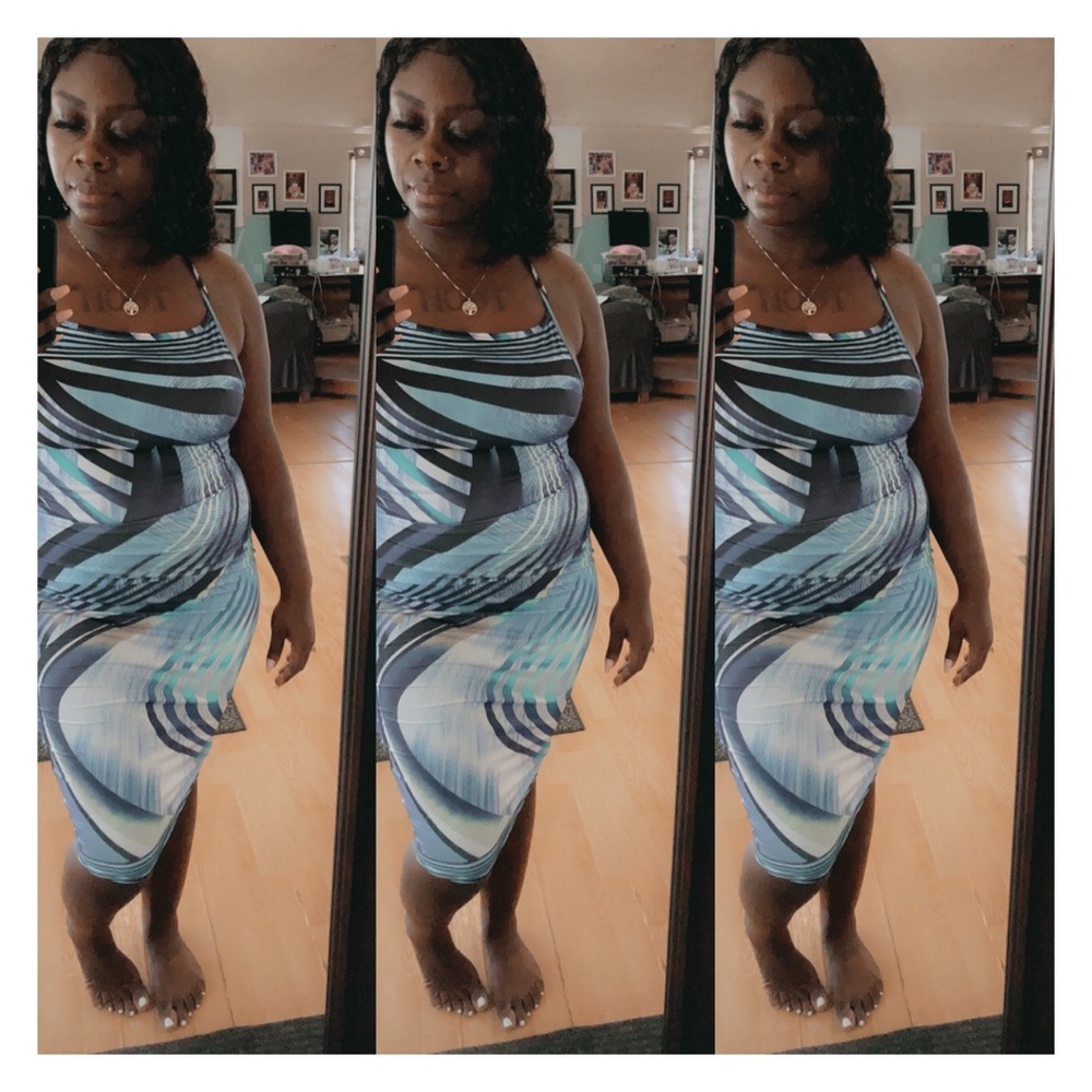 Pattern maxi dress -blue -S,M,L